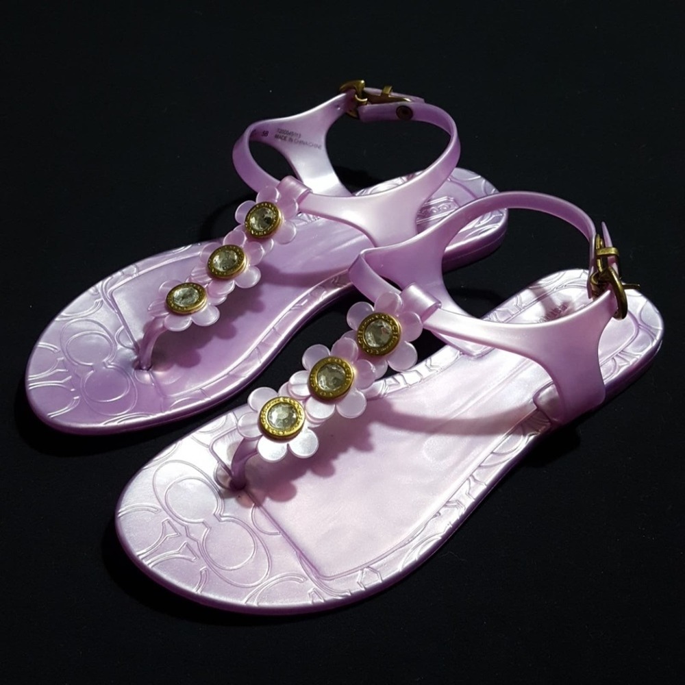 Coach "Paisley" flower jelly sandals